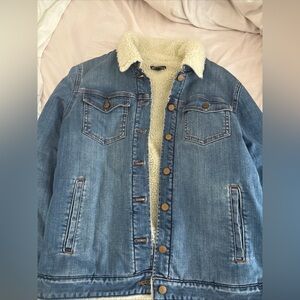 J Crew Mercantile Sherpa Line Denim Jacket Size Med  Trucker Rancher